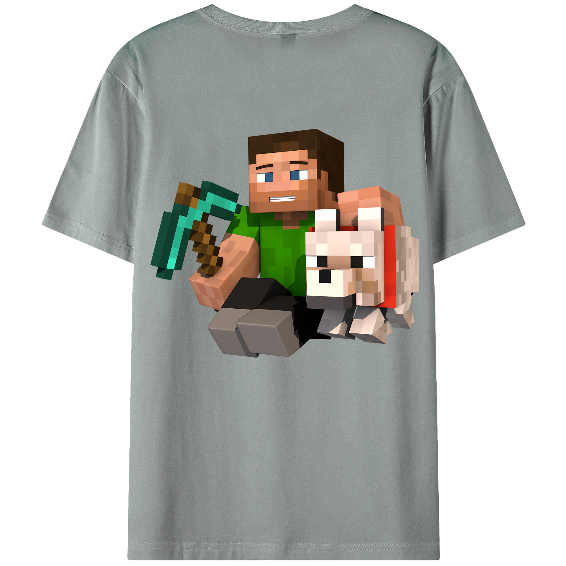 （画像用） マインクラフト ブロックの世界 Minecraft MC Block world 綿100％ メンズ半袖Tシャツ（バックプリント） 通気性